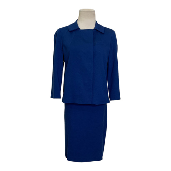 Talbots blue skirt blazer stretch suit set blazer is 4P skirt is 6P - Picture 1 of 15